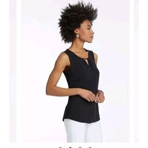 Nic + Zoe Easy Keyhole Tank Blouse Black Matte Cutout Top Women's Size XS NWT